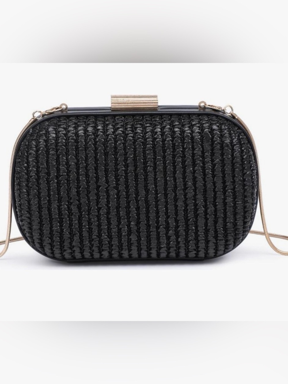 NWT! Urban Expressions Black Woven Clutch with Gold Hardware